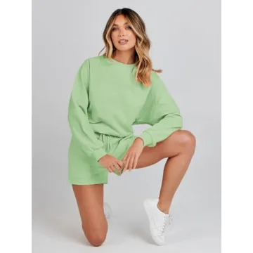 Stylish MEROKEETY Women’s Oversized Lounge Set in Mint Green