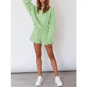 Stylish MEROKEETY Women’s Oversized Lounge Set in Mint Green