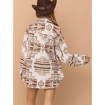 Yinawsky Women's Casual Aztec Shirt Jacket for Everyday Style
