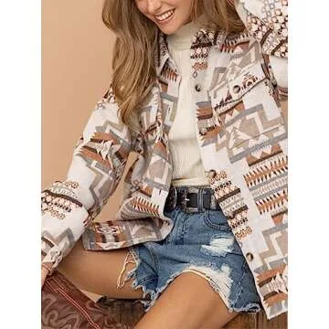 Yinawsky Women's Casual Aztec Shirt Jacket for Everyday Style