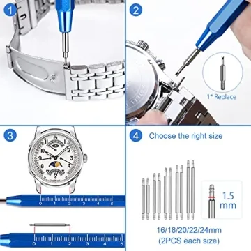 JOREST Watch Link Removal Tool Kit, Watch Band Tool for Watch Repair, Bracelet Adjustment, Replacement and Resizing, Watch Strap Link Remover, with 10 Spring Bars, 10 Pins, User Manual