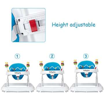 BABY JOY Baby Walker, Foldable Activity Walker Helper with Adjustable Height, Baby Activity Walker w...