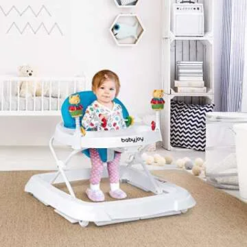 BABY JOY Baby Walker - Adjustable Height, Foldable & Fun