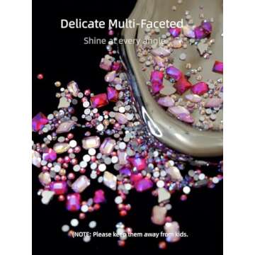 AMLAVIFISH Rhinestones for Nails, 6080Pcs Pink Nail Art Rhinestones Kit, 3D Flatback Crystals Diamonds for Nail Art Design, Mix Sizes Nail Charms and Gems(Picking Pen and Tweezers Included)