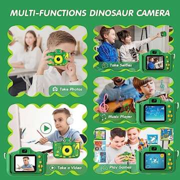 MYLORFUL Kids Camera, Cartoon Dinosaur Selfie Digital Camera Toys for Kids, Christmas Birthday Gifts...