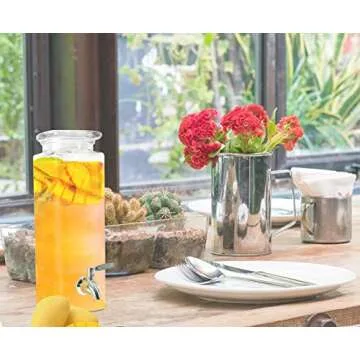 Tall Square Glass Jar Drink Dispenser - Elegant and Functional