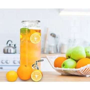 Tall Square Glass Jar Drink Dispenser - Elegant and Functional