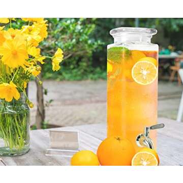 Tall Square Glass Jar Drink Dispenser - Elegant and Functional