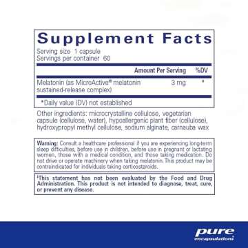 Pure Encapsulations Melatonin-SR - Extended Release Melatonin - Supports Restful Sleep* - Sleep Supplement - Gluten Free & Vegan - 60 Capsules