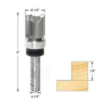 Amana Tool - 45487 Carbide Tipped Flush Trim Plunge Template, 1/2 Dia x 1/2 x 1/4" Shan