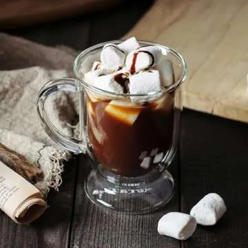 BTaT Double Wall Glass Coffee Mugs Set of 4 - 16 oz Insulated