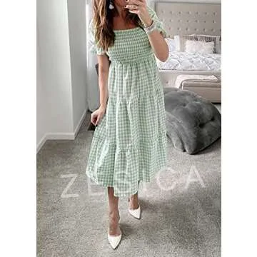 ZESICA Bohemian Summer Midi Dress for Stylish Women