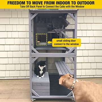 Aivituvin Cat House Outdoor Catio Cat Enclosures on Wheels70.9 Kitty House with Upgraded Resting Box...