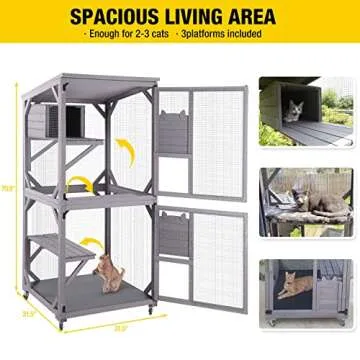 Aivituvin Cat Outdoor Catio House with Wheels 70.9"