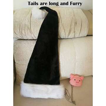 OLLULL Black and White Deluxe Adults Santa Hat for Black Christmas Theme