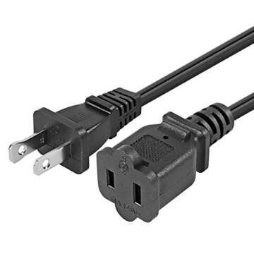 US AC Power Extension Cable Cord SPT-2 16AWG/2C 125V 13A 2-Prong Polarized Male to Female Extension Cord for NEMA 1-15P to NEMA 1-15R (10 ft, Black)