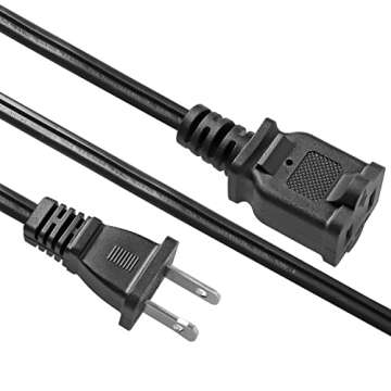 US AC Power Extension Cable Cord SPT-2 16AWG/2C 125V 13A 2-Prong Polarized Male to Female Extension Cord for NEMA 1-15P to NEMA 1-15R (10 ft, Black)