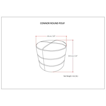 SimpliHome Connor Pouf - Footstool in Distressed Leather