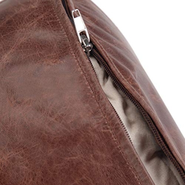 SimpliHome Connor Pouf - Footstool in Distressed Leather