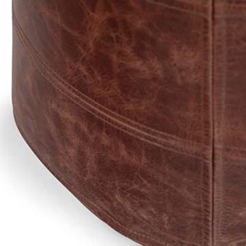 SimpliHome Connor Pouf - Footstool in Distressed Leather