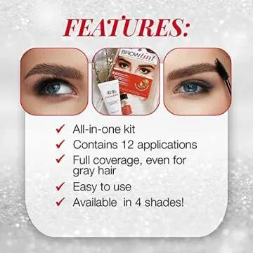 Ardell Brow Tint Kit Dark Brown - Semi-Permanent Eyebrow Dye, Long-Lasting Brow Color with Natural Extracts, Complete Eyebrow Tint Set, 1 Pack