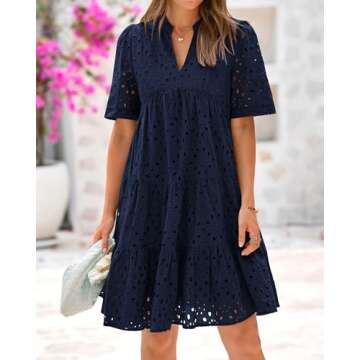 BTFBM Womens Boho Summer Dresses 2025 Resort V Neck Short Sleeve Hollow Out Lace Ruffle Casual Beach...