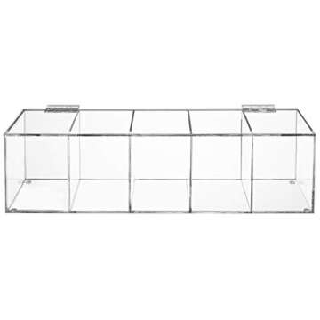 MyGift Modern Clear Premium Acrylic Tea Bag Organizer Box with 5 Compartments and Hinged Lid, Kitchen Countertop Storage Caddy for Assorted Teas and Condiments