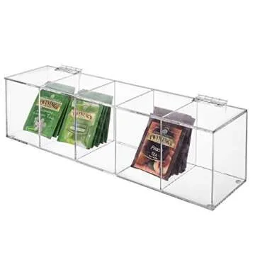 Modern Acrylic Tea Bag Organizer Box for Kitchen Storage