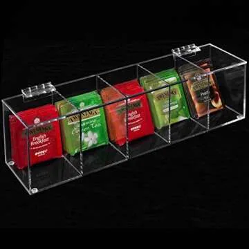 Modern Acrylic Tea Bag Organizer Box for Kitchen Storage