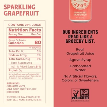 Betty Buzz Sparkling Grapefruit - Premium Natural Soda