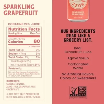 Betty Buzz Sparkling Grapefruit - Premium Natural Soda