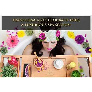 Premium Bathtub Tray [The Longest Bamboo Bath Tray] Bathtub Caddy with Wooden Book Holder, Special Slots for Candles, Wine, Phone, Gift Packaging Included