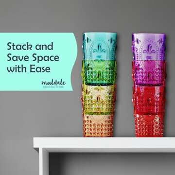 Muldale Vintage Plastic Drinking Glasses Set of 6 - Boho Style