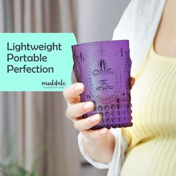 Muldale Vintage Plastic Drinking Glasses Set of 6 - Boho Style