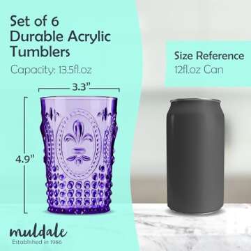 Muldale Vintage Plastic Drinking Glasses Set of 6 - Boho Style