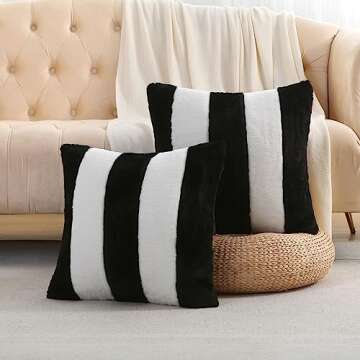 Ikuoic Black and White Throw Pillow Covers Set of 2