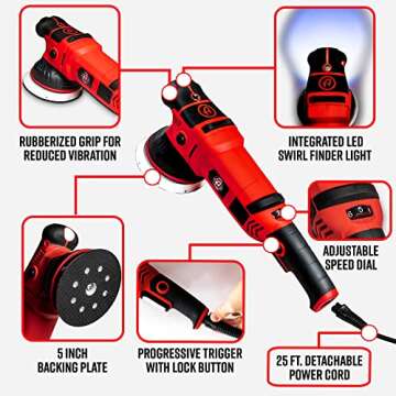 Adam's Polishes SK Pro 15mm Car Polisher - Professional Buffer Polisher For Car Detailing | Use W/Ca...