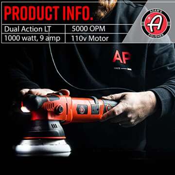 Adam's Polishes SK Pro 15mm Car Polisher - Professional Buffer Polisher For Car Detailing | Use W/Car Polish, Polishing Compound, or Car Scratch Remover | Car Wash Clay Bar Ceramic Coating