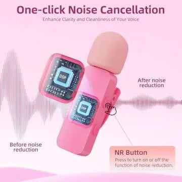 Boya Wireless Lavalier Microphone for iPhone iPad Phone Omnidirectional External Mini Lapel Lightning Microphone for iPhone Clip-On Mic for Video Recording Podcast YouTube Live Streaming (Pink)