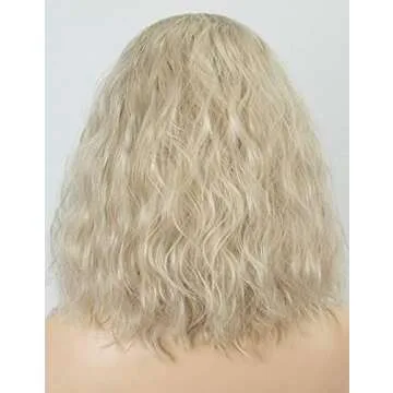 K'ryssma Ombre Blonde Short Bob Lace Front Wigs for Women, Dark Roots to Light Blonde Ombre Synthetic Wig Fashionable Wavy Wig Heat Resistant