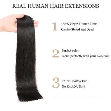 Human Hair Clip in Hair Extensions,120g 8pcs Lace Clip in Human Hair Extensions #1B Natural Black 20...