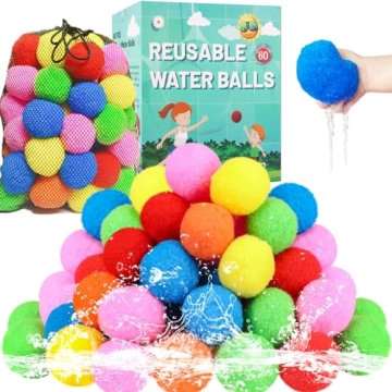 60 Pcs Reusable Water Balls - Eco-Friendly Water Balloons for Outdoor Play