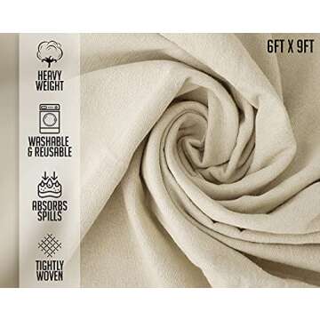 ZUPERIA Canvas Drop Cloth (Size 12 x 15 Feet - Pack of 2) - Pure Cotton Painters Drop Cloth for Pain...