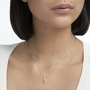 Swarovski Stilla Attract Trilogy Round Pendant Necklace - Women's White Round Crystal Pendant with Rhodium Plated Chain