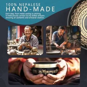 Tibetan Singing Bowl Set – Authentic Hand-Tuned Sound Bowl for Meditation – Complete Meditation Bowl Kit with Cushion, Mallet, Box & Guide – Perfect Tibetan Bell for Yoga, Relaxation, & Sound Healing