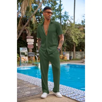 COOFANDY Men's Casual Short Sleeve Summer Outfit Set
