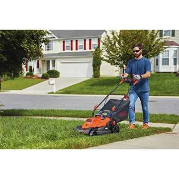 BLACK+DECKER Electric Lawn Mower with Bike Handle, 15-Inch, 10-Amp, Corded (BEMW472BH)