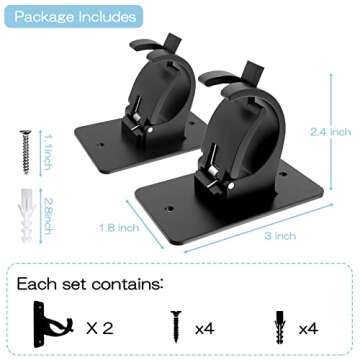 2 Pieces Self Adhesive Curtain Rod Bracket, Universal Plastic Curtain Rod Holders, No Drill Curtain Rod Brackets Curtain Rod Hooks for Bathroom, Bedroom, Livingroom, Kitchen (Black)