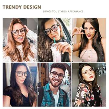 Amazon Essentials Square Blue Light Blocking Glasses, 5-Pack Multicolor 5, 1 Adult + 0