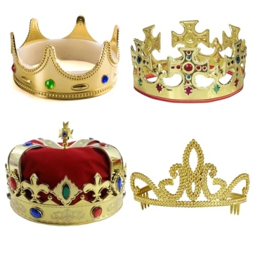 Tigerdoe King's Crown Set for Kids - 4 Royal Crowns and Tiara
